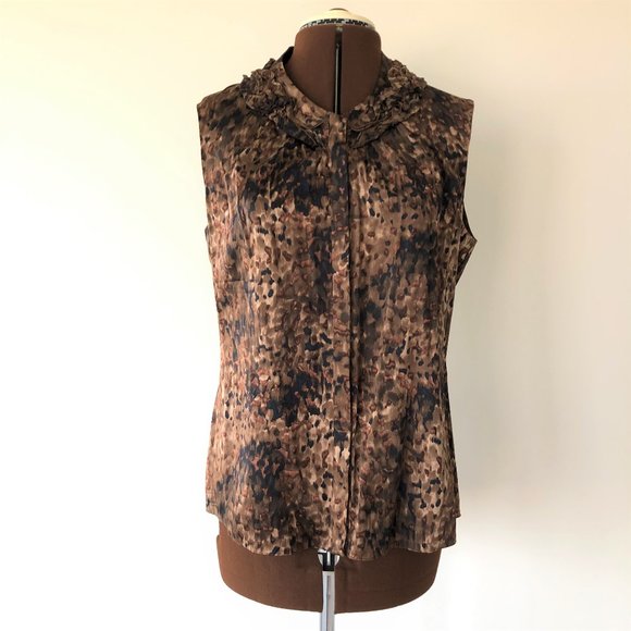 Elie Tahari Tops - Animal Print Sleeveless Silk Blouse